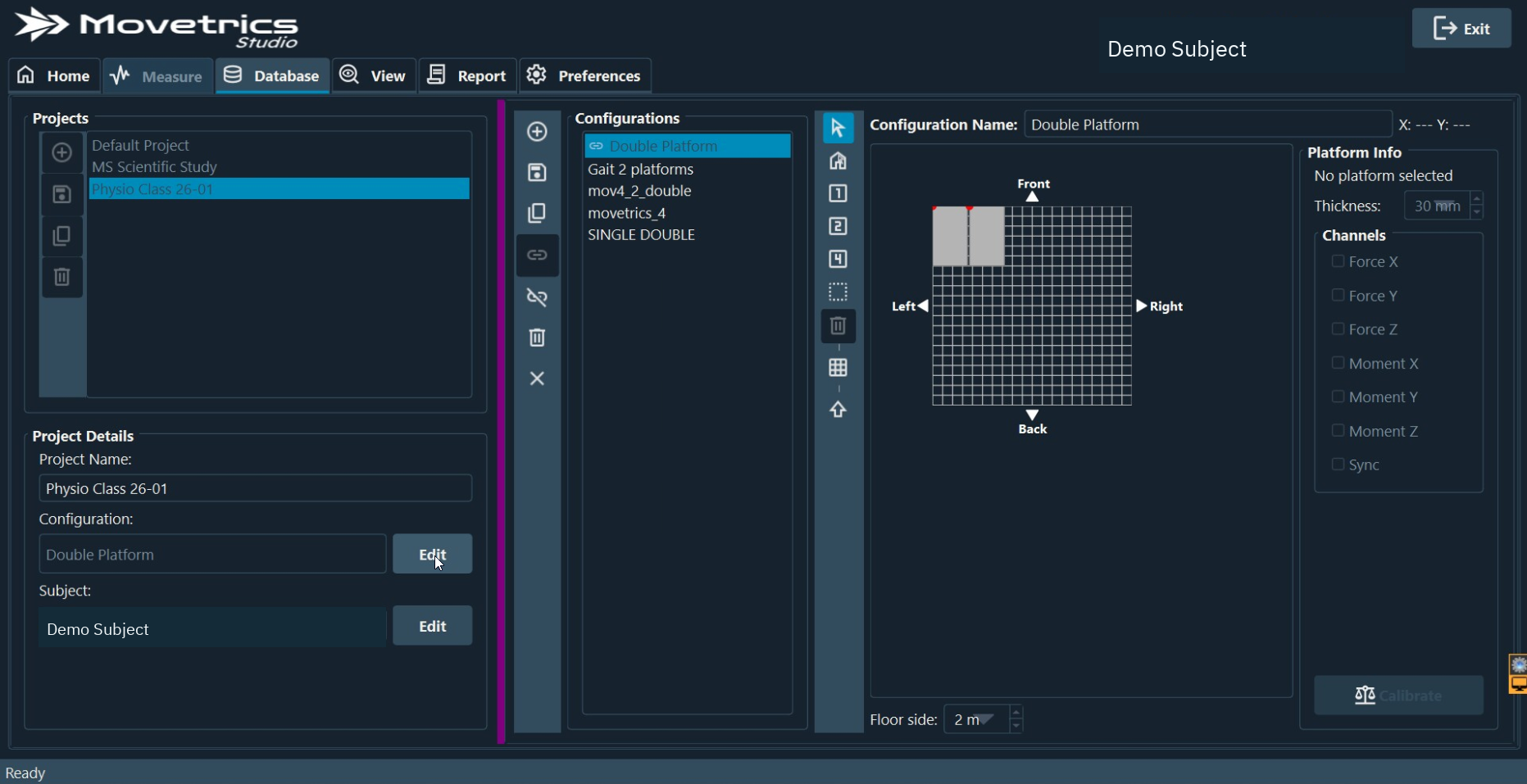 Configuration view matched to the physical platform numbers, positions, and orientations