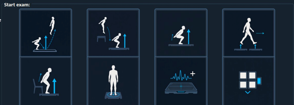 Home screen examination tiles for structured measurements and Free Recording