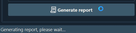 Movetrics Studio showing that report generation is in progress